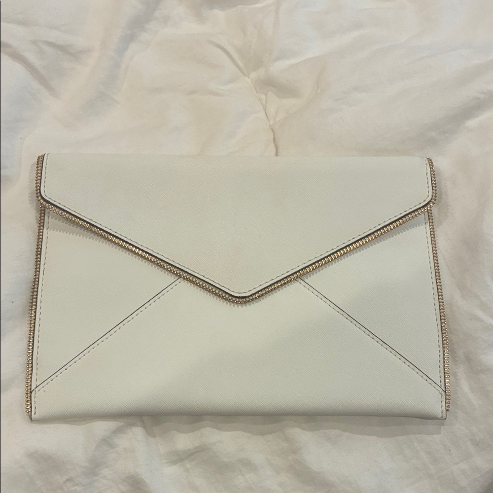 Rebecca Minkoff White Envelope Clutch with Gold Trim